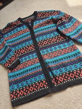 Vintage Made In Italy Wool Blend Grandpa Cardigan XL